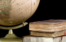 The globe beside old books The globe beside old books