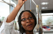Girl working in science lab