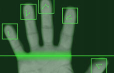 Hand being scanned Hand being scanned