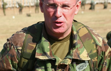 Military man speaking Military man speaking