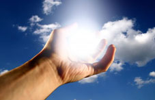 Hand in the sky amongst clouds Hand in the sky amongst clouds