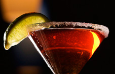 Red drink in margarita glass Red drink in margarita glass