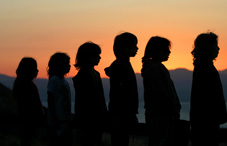 Silhouette of women in the mountains Silhouette of women in the mountains