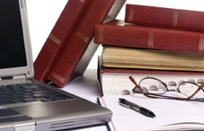 Books and a laptop