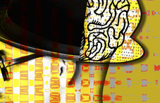 Drawing of a head and half the brain