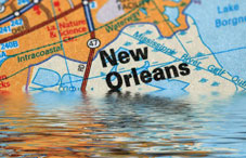 New Orleans map in water New Orleans map in water