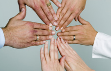 Hands in a huddle Hands in a huddle
