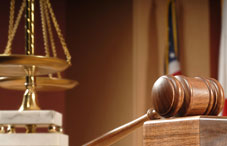 Antique scale and a wooden gavel Antique scale and a wooden gavel