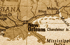 Sepia-toned map of New Orleans