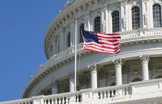 Flag in front of U.S. Capitol building