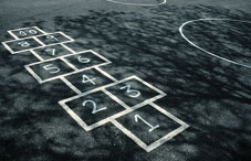 Hopscotch grid on pavement