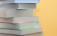 Closeup of book stack
