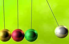 Color balls hanging from strings