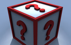Box with question marks on it Box with question marks on it