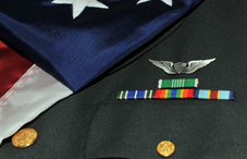 Military jacket and American flag Military jacket and American flag