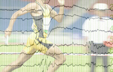 Man running with heart rate lines Man running with heart rate lines