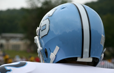 Back view of high school football player