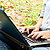 Young woman working on laptop