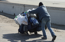 Homeless person with belongings Homeless person with belongings