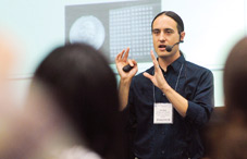 Dr. Michael Proulx, who won the APA Science Showcase’s top prize for “best demonstration” showed how The vOICe translates visual images into sounds. Dr. Michael Proulx, who won the APA Science Showcase’s top prize for “best demonstration” showed how The vOICe translates visual images into sounds.