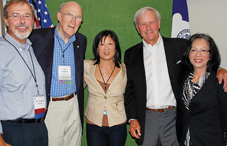 Supporters of the Heart Mountain Interpretive Learning Center celebrate its opening: From left to right: Heart Mountain board vice chair Douglas W. Nelson, former U.S. Senator Alan K. Simpson, APA’s Shirley Ann Higuchi, JD, Tom Brokaw and APA President Dr. Melba J.T. Vasquez. Supporters of the Heart Mountain Interpretive Learning Center celebrate its opening: From left to right: Heart Mountain board vice chair Douglas W. Nelson, former U.S. Senator Alan K. Simpson, APA’s Shirley Ann Higuchi, JD, Tom Brokaw and APA President Dr. Melba J.T. Vasquez.
