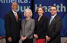 APA’s Dr. Norman B. Anderson, Dr. Suzanne Bennett Johnson, Dr. Katherine Nordal and YMCA’s Jonathan Lever discussed findings of the APA survey, “Stress in America: Our Health at Risk,” broadcast live on the Web on Jan. 11 from the Newseum in Washington, D.C.