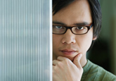 Man behind screen