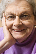 Mature woman in lavender sweater Mature woman in lavender sweater