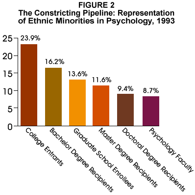 Fig. 2: The Constricting Pipeline: Representation of Ethnic Minorities in Psychology, 1993 Fig. 2: The Constricting Pipeline: Representation of Ethnic Minorities in Psychology, 1993