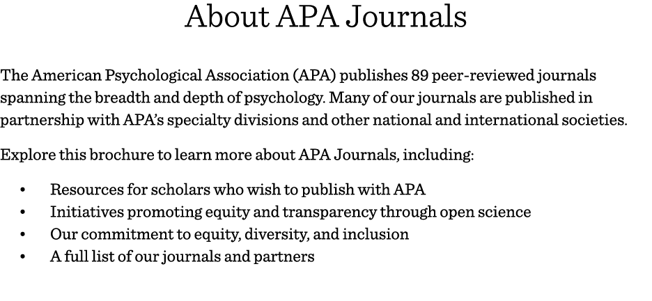 APA 2026 Journals Catalog