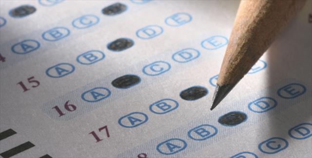 test sheet with pencil