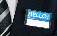 A "Hello! My name is" sticker 
