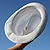 Holding a hat in the air