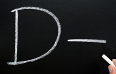 "D-" written on a chalkboard 