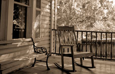 Rocking chair sitting on a porch