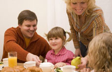 Family eating breakfast