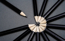 Pencils in a circle meeting at the tip