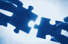 Puzzle pieces connecting