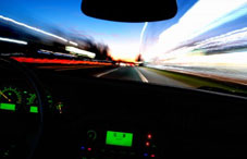 Inside view of a moving vehicle