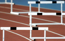 Hurdles on a track