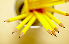 Yellow pencils in a container 