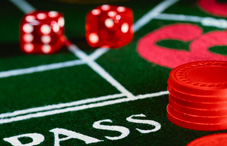 Dice on a craps table