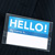 A "Hello! My name is" sticker