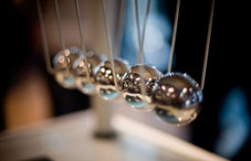 Silver ball "Newton's cradle"