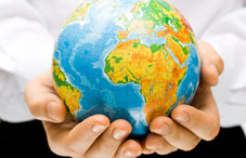 Someone holding a globe 