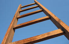 Wooden latter standing straight