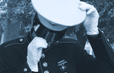 Marine with head down 