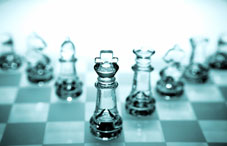 Glass chess pieces