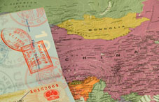 A passport on a world map