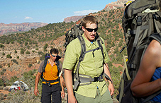 People hiking up a mountain
